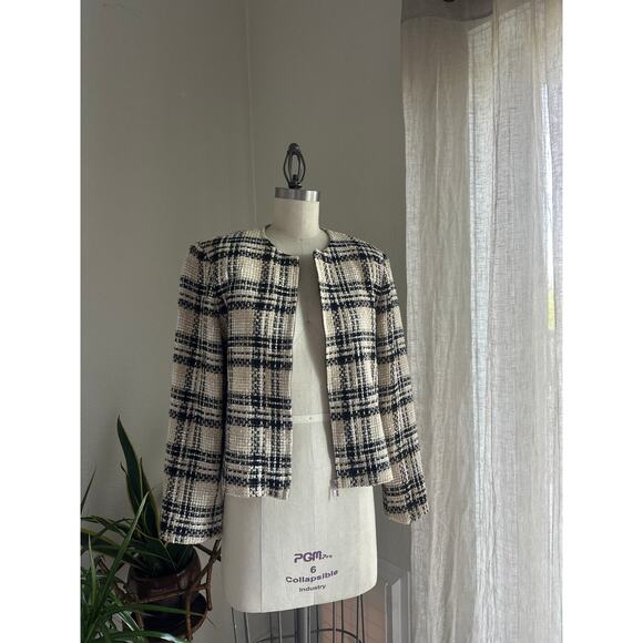 Saville for Nordstrom Women’s Med Blazer Tweed Multicolor Zip Up Preppy Vintage - Picture 1 of 4